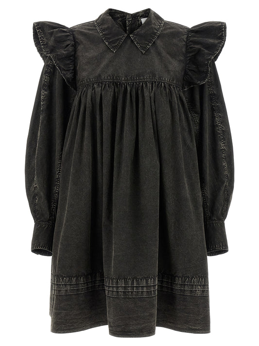 Ganni Schwarzes kurzes Kleid aus Bio-Baumwolle