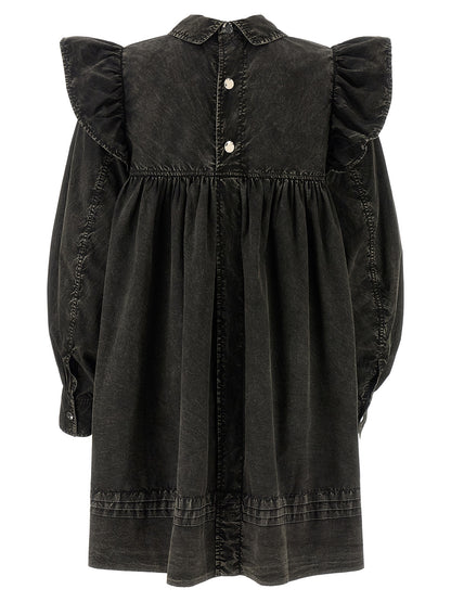 Ganni Schwarzes kurzes Kleid aus Bio-Baumwolle