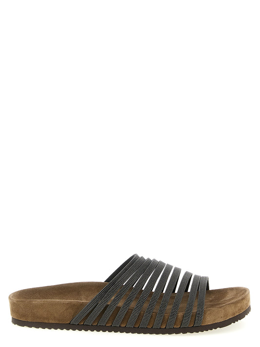 Brunello Cucinelli Slippers nere in suede di agnello