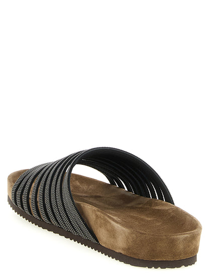 Brunello Cucinelli Schwarze Lammleder-Slipper