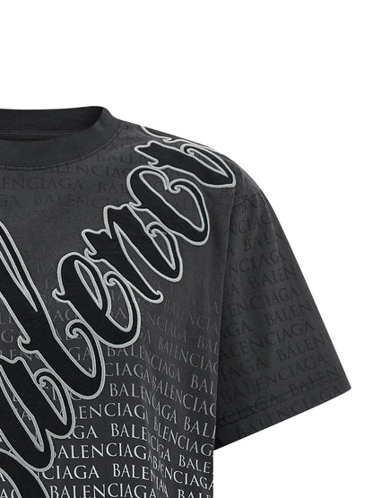 Balenciaga Schwarzes Baumwoll-T-Shirt
