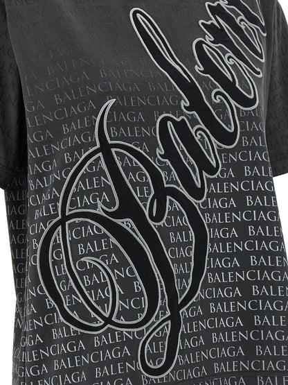 Balenciaga Schwarzes Baumwoll-T-Shirt