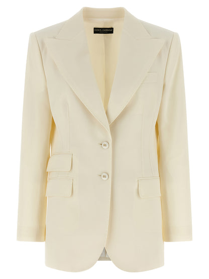 Dolce & Gabbana Weißer Blazer aus reiner Schurwolle
