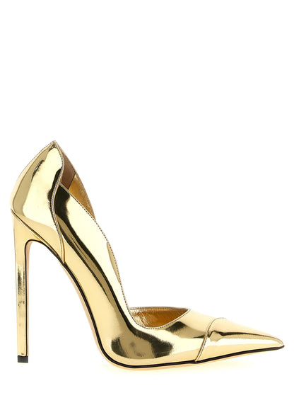 Jimmy Choo Gold-farbene Leder-Pumps mit hohem Absatz