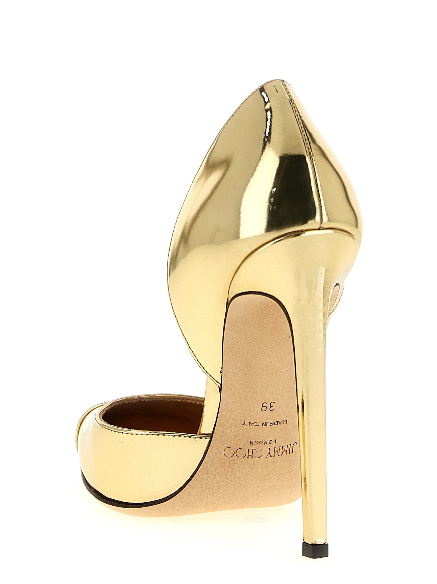Jimmy Choo Gold-farbene Leder-Pumps mit hohem Absatz