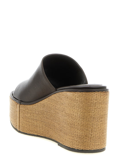 Brunello Cucinelli Keilsandalen aus braunem Kalbsleder