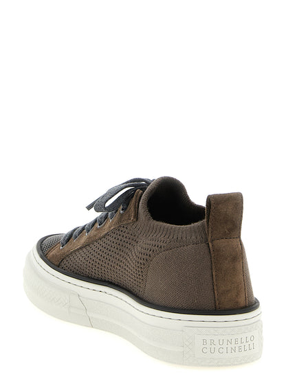 Brunello Cucinelli Braune Low-Top-Sneaker aus Baumwolle