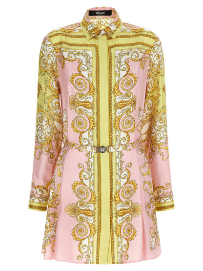 Versace Kurzes Seidenkleid in Multicolor
