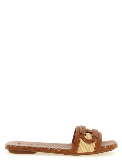 Hogan Braune Baumwoll-Slipper