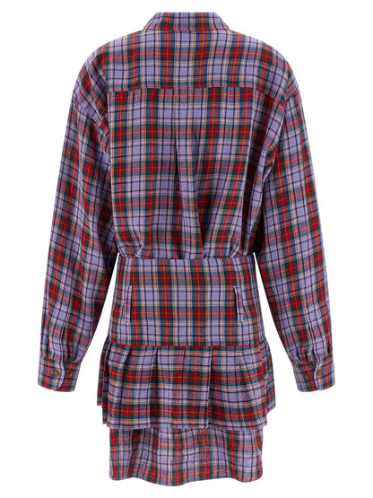 Vivienne Westwood Kurzes mehrfarbiges Leinenkleid