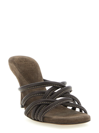 Brunello Cucinelli Braune Ledersandalen mit Stilettoabsatz