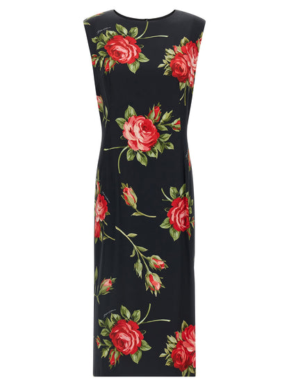 Dolce & Gabbana Schwarzes Midikleid aus Viskose