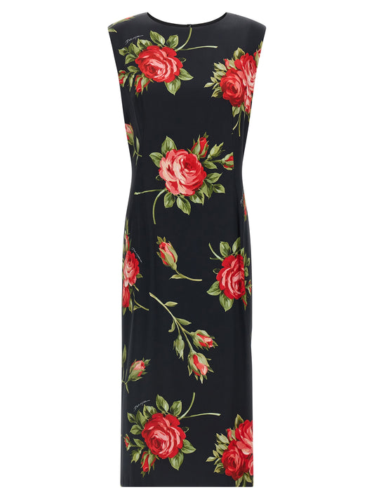 Dolce & Gabbana Schwarzes Midikleid aus Viskose
