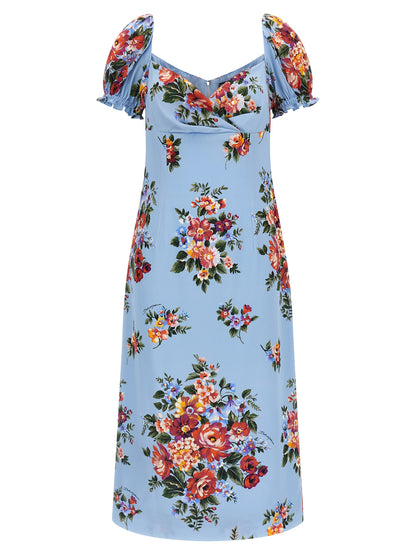 Dolce & Gabbana Blaues Seiden-Midikleid