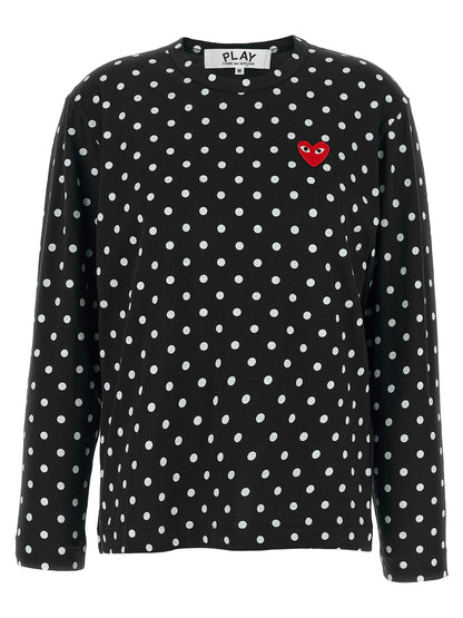 Comme Des Garçons Play Schwarzes Langarm-T-Shirt aus Baumwolle