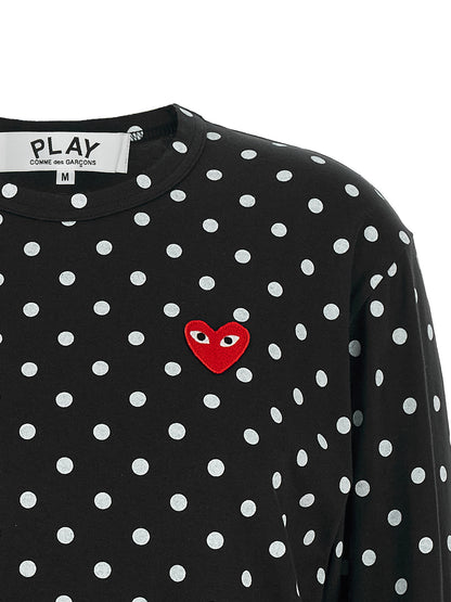 Comme Des Garçons Play Schwarzes Langarm-T-Shirt aus Baumwolle
