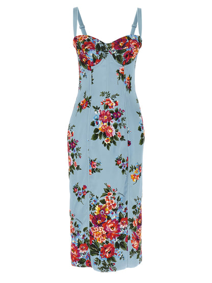 Dolce & Gabbana Blaues Viskose-Midi-Kleid