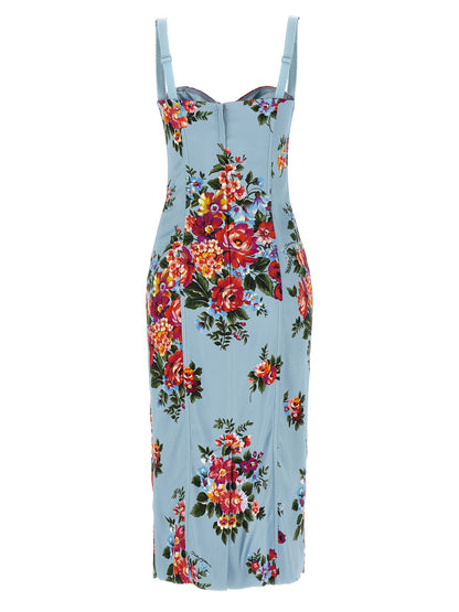 Dolce & Gabbana Blaues Viskose-Midi-Kleid