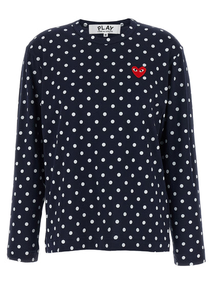 Comme Des Garçons Play Blaues Baumwoll-Langarmshirt