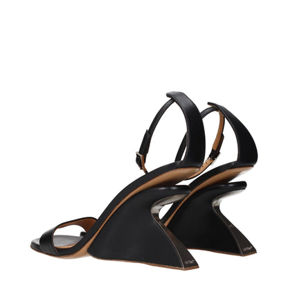 Off-White Schwarze Leder-Stiletto-Sandalen