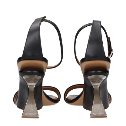 Off-White Schwarze Leder-Stiletto-Sandalen