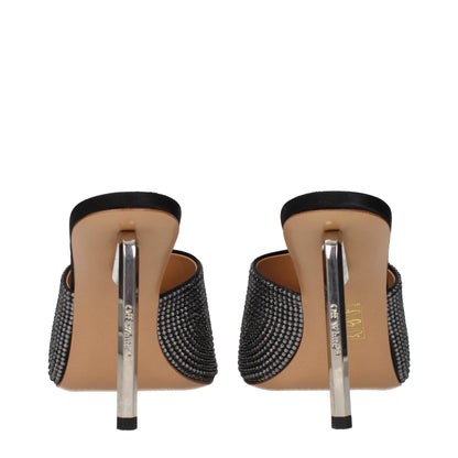 Off-White Schwarze Stiletto-Sandalen aus Satin