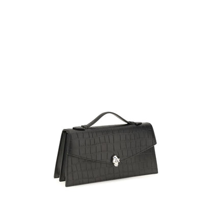 Alexander McQueen Schwarze Bos Taurus Kalbsleder Schultertasche