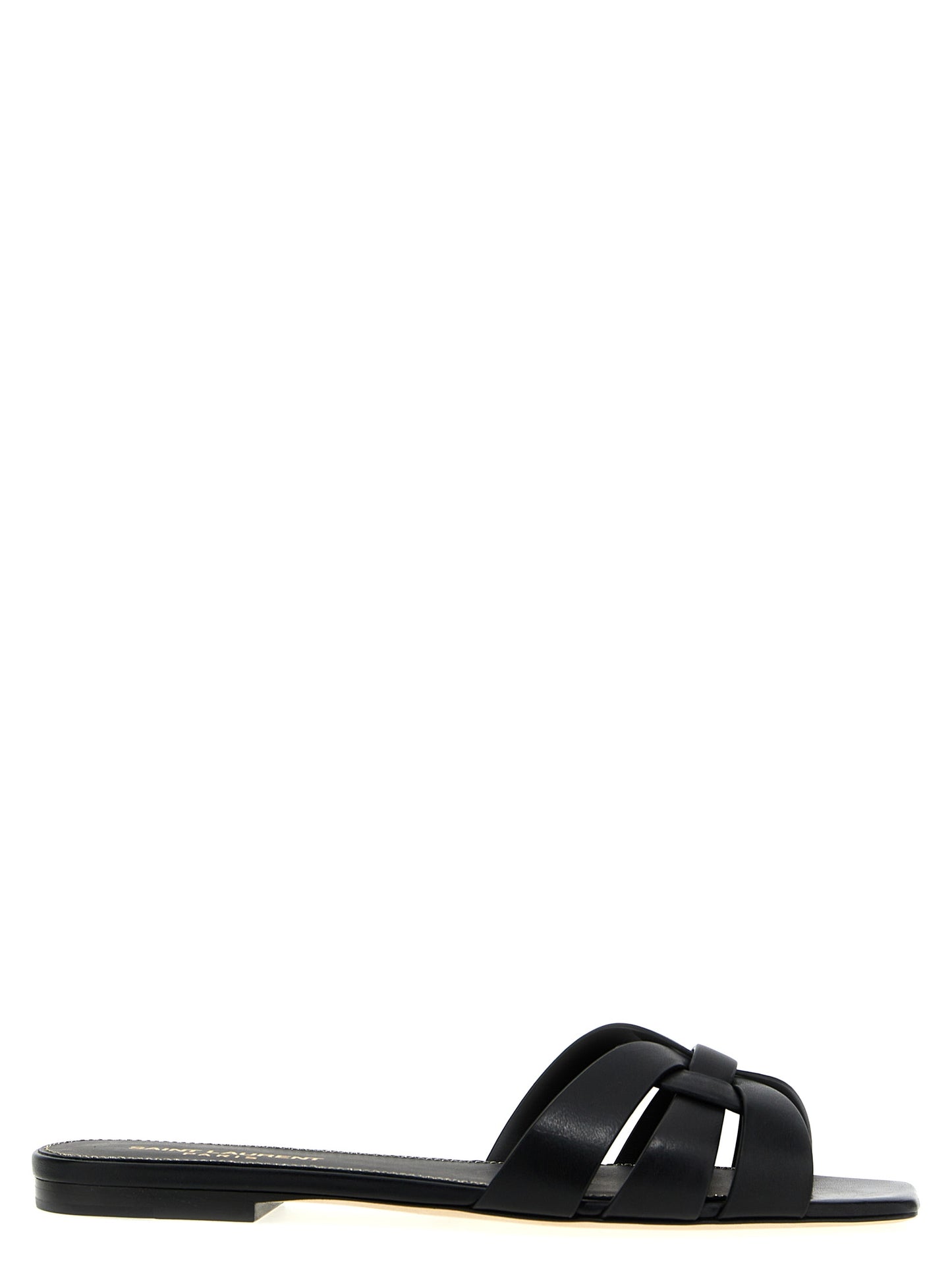 Saint Laurent Schwarze Kalbsleder-Slipper