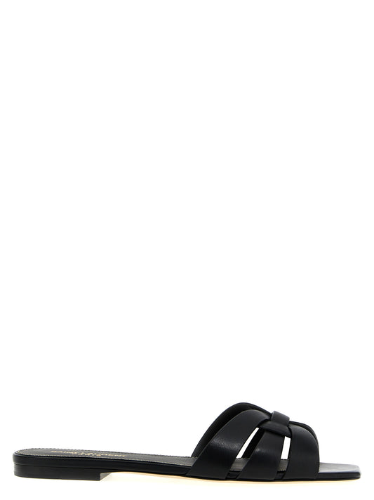 Saint Laurent Schwarze Kalbsleder-Slipper