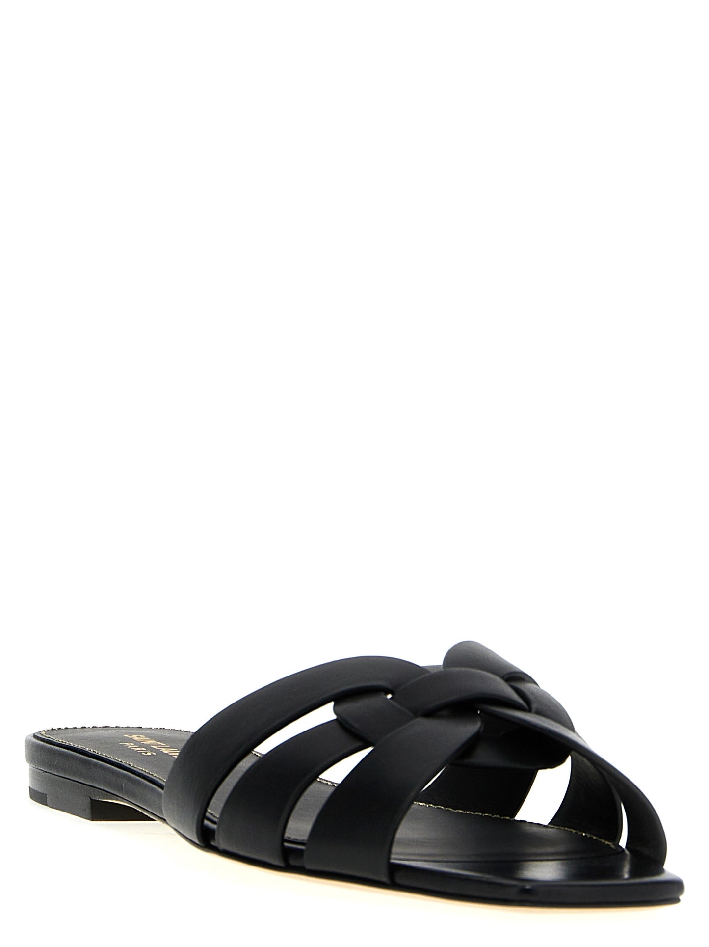 Saint Laurent Schwarze Kalbsleder-Slipper