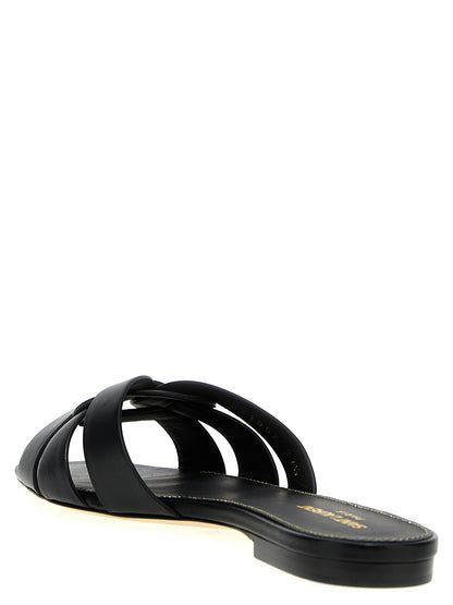 Saint Laurent Schwarze Kalbsleder-Slipper