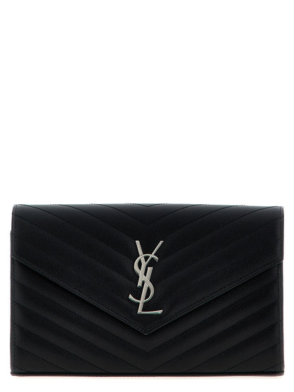 Saint Laurent Schwarze Kalbsleder-Clutch