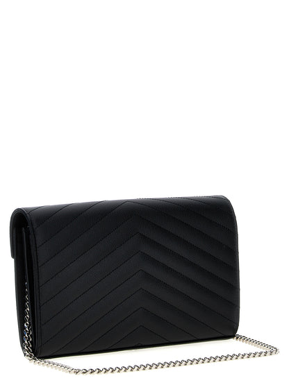 Saint Laurent Schwarze Kalbsleder-Clutch