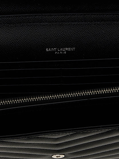 Saint Laurent Schwarze Kalbsleder-Clutch