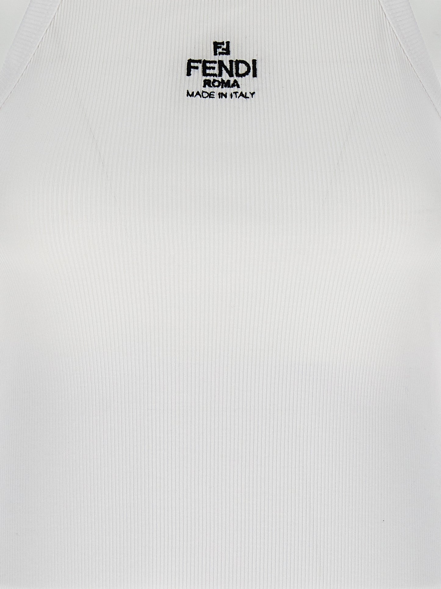 Fendi Weißes ärmelloses Baumwoll-T-Shirt