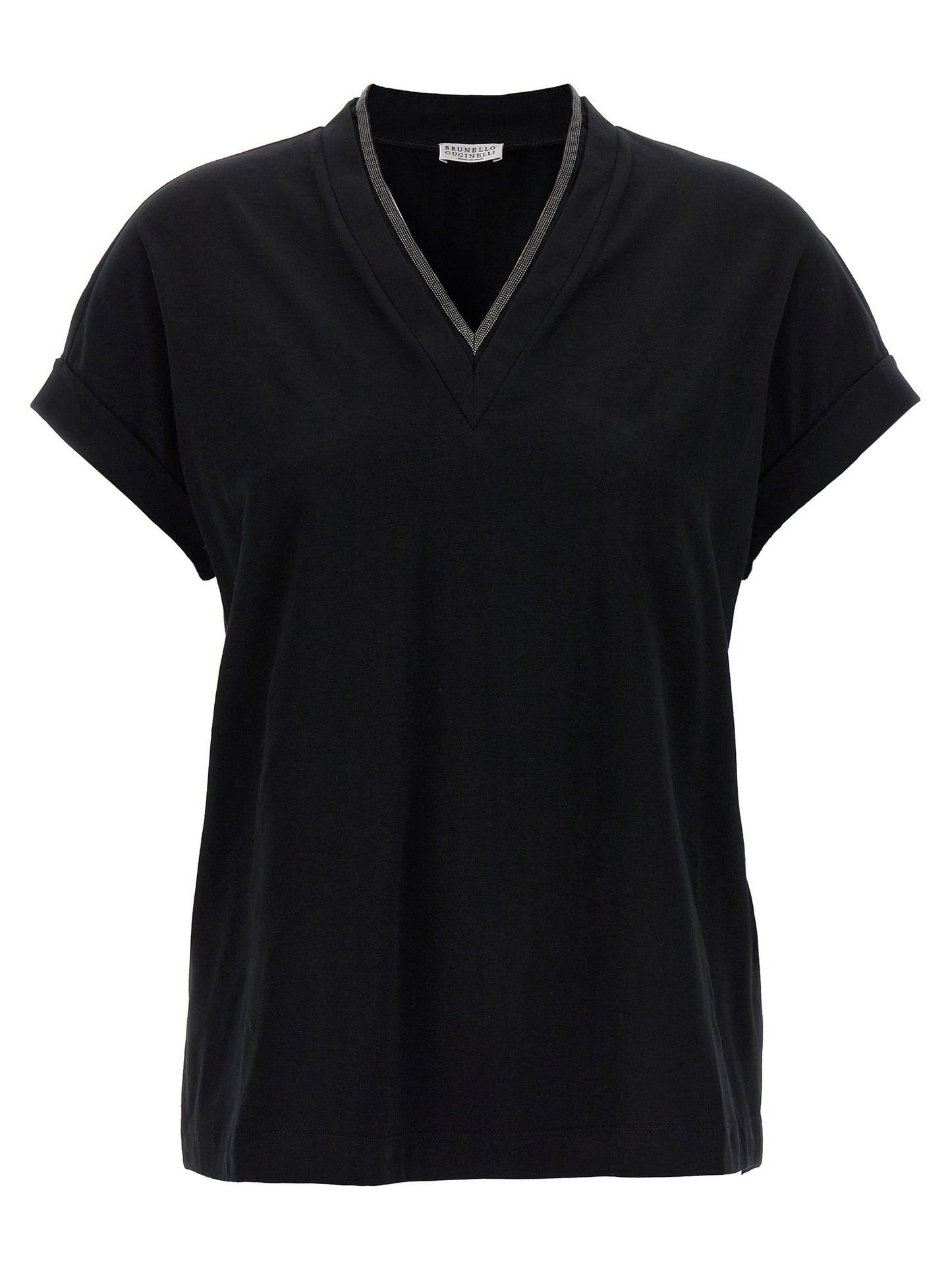 Brunello Cucinelli Schwarzes Baumwoll-T-Shirt