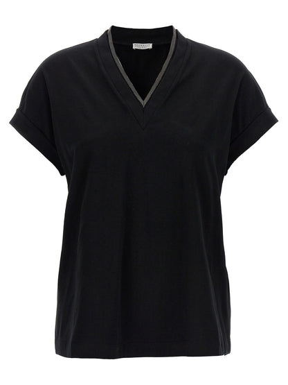 Brunello Cucinelli Schwarzes Baumwoll-T-Shirt