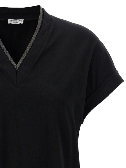 Brunello Cucinelli Schwarzes Baumwoll-T-Shirt