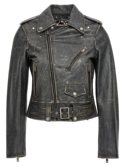Golden Goose Schwarze Lederjacke aus Rindsleder