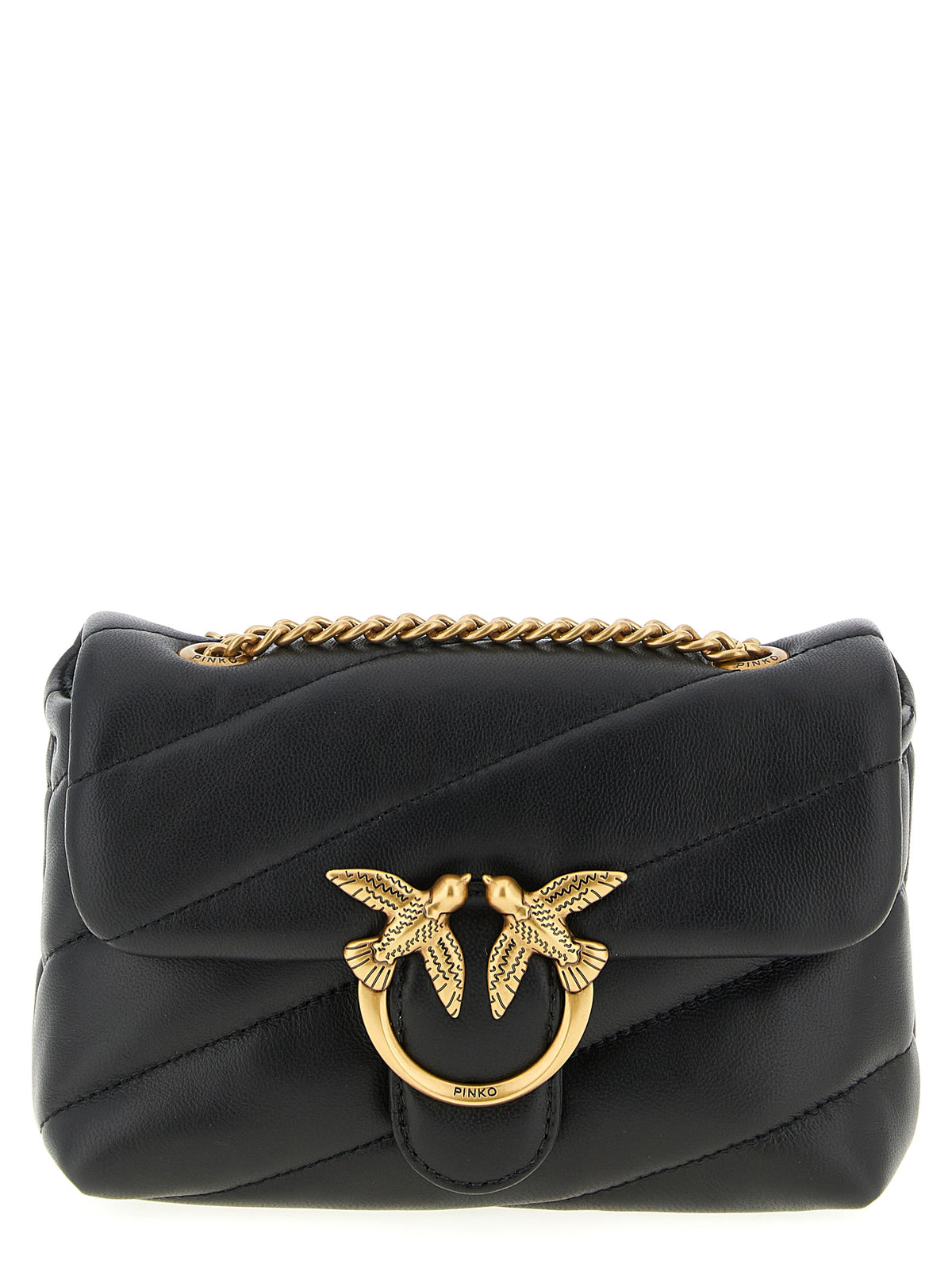 PINKO Baby Love Puff Black Lambskin Crossbody Bag