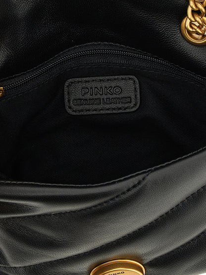 PINKO Baby Love Puff Black Lambskin Crossbody Bag