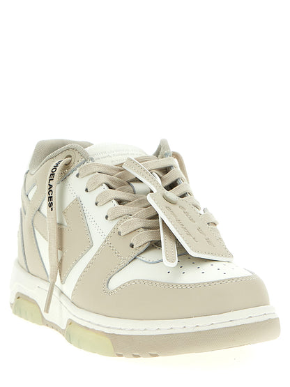 Off-White Beige Kalbsleder Low-Top-Sneaker
