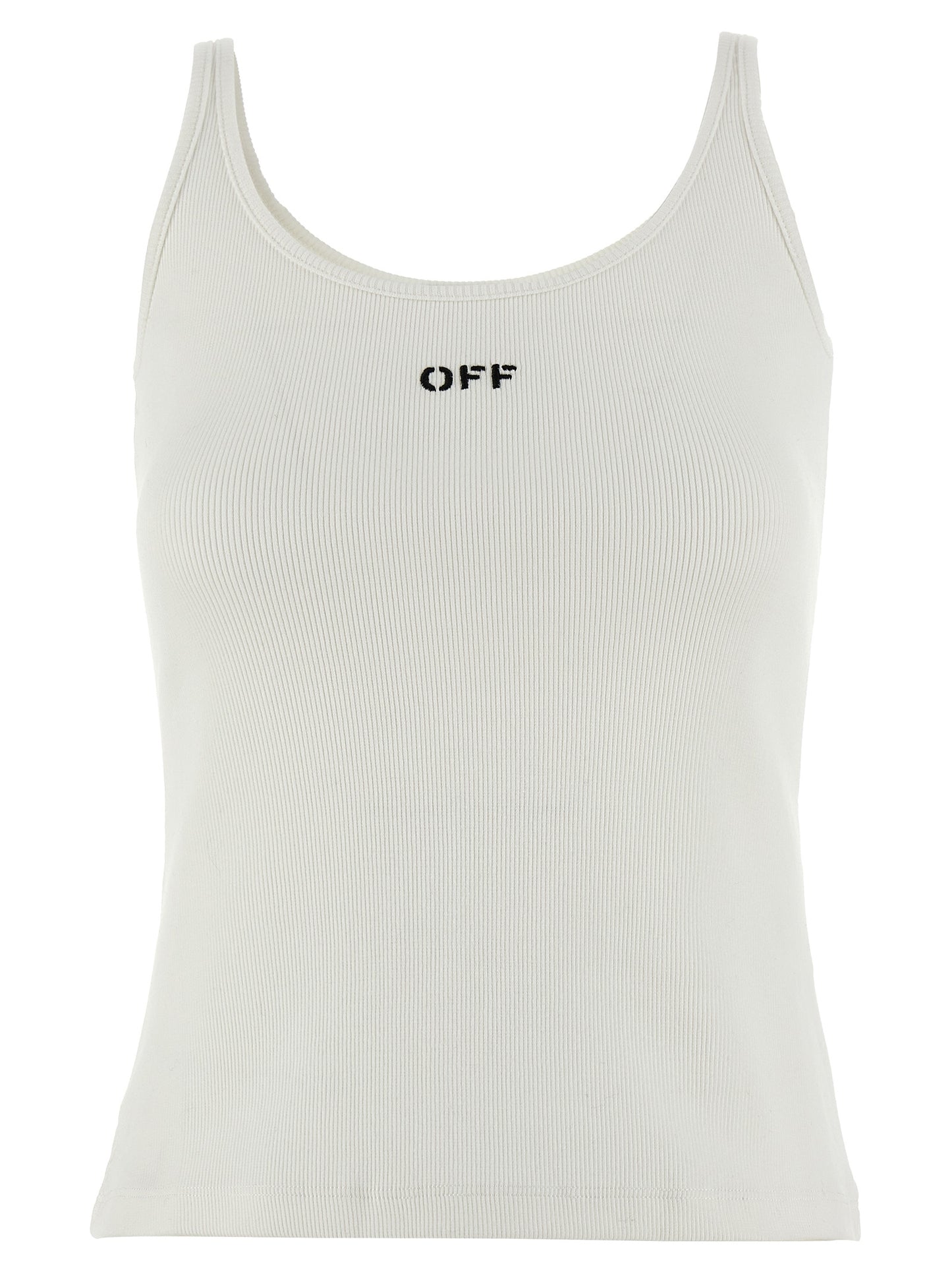Off-White Weißes ärmelloses Baumwoll-T-Shirt