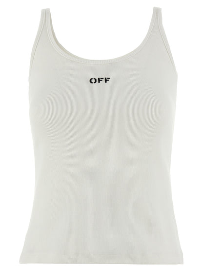 Off-White Weißes ärmelloses Baumwoll-T-Shirt