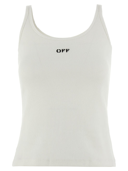 Off-White Weißes ärmelloses Baumwoll-T-Shirt