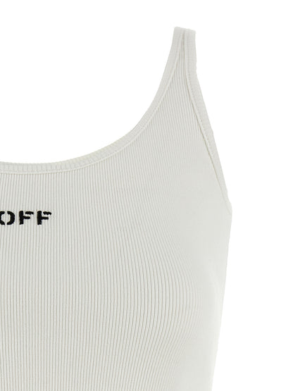 Off-White Weißes ärmelloses Baumwoll-T-Shirt