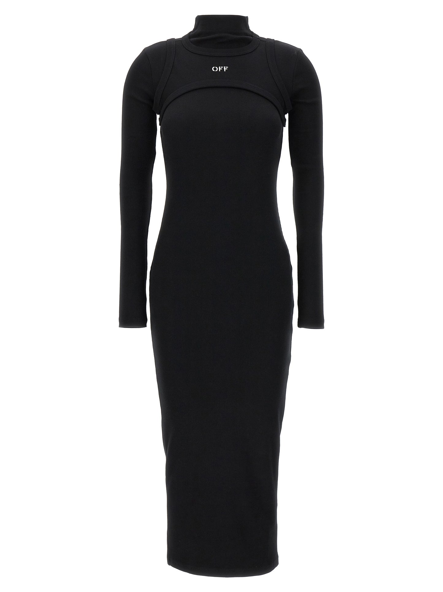 Off-White Schwarzes Baumwoll-Midikleid