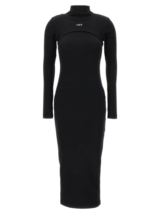 Off-White Schwarzes Baumwoll-Midikleid