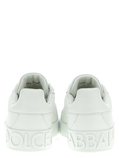 Dolce & Gabbana Weiße Kalbsleder Low-Top-Sneaker