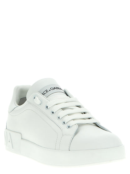 Dolce & Gabbana Weiße Kalbsleder Low-Top-Sneaker